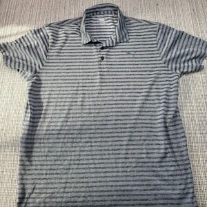 Puma Polo Shirt Mens XL Gray‎ Striped Performance Golf Short Sleeve Casual Knit
